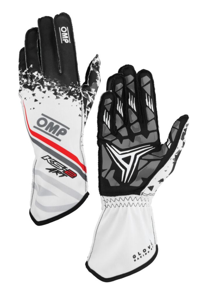 OMP KS-2 ART Перчатки для картинга, белые с чёрным, р-р M