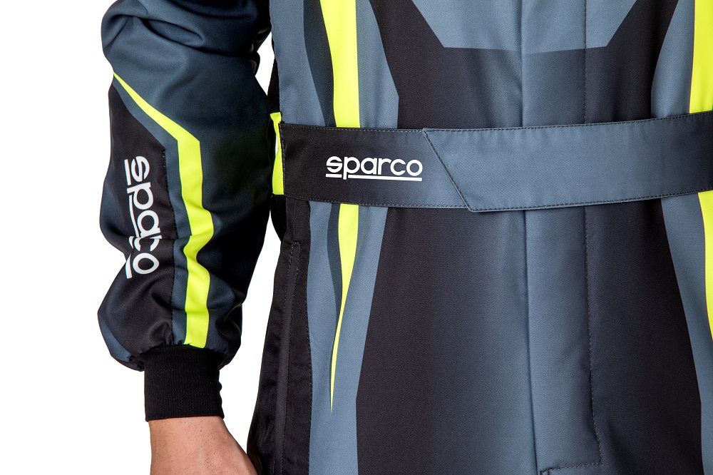 SPARCO PRIME-K 46 Комбинезон для картинга, FIA 8877-2022, черно-серый с желтыми вставками, р-р 54