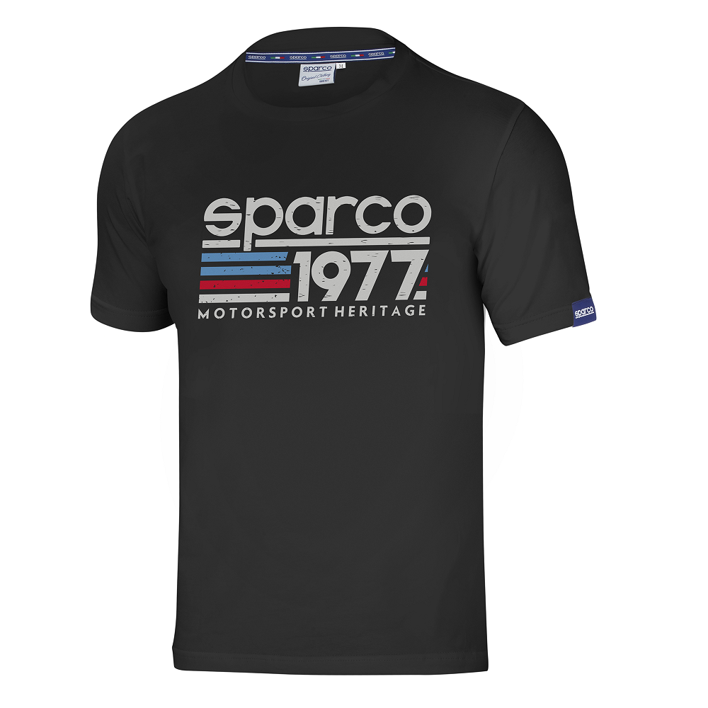 SPARCO 1977 Футболка хлопок, чёрная с рисунком, размер M