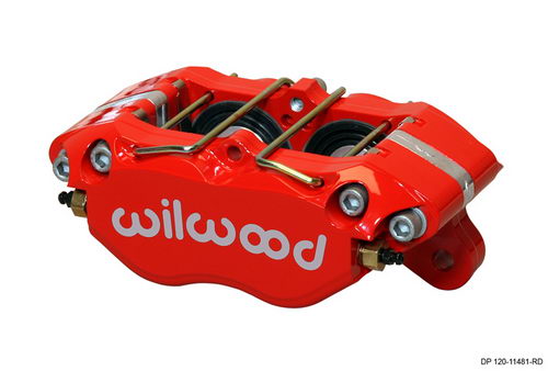 WILWOOD Суппорт тормозной Dynapro Dust-Boot Lug, 4 поршня, диск 0,81, поршень 1,38/1,38, красный