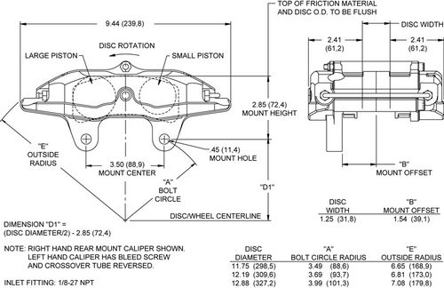 WILWOOD Суппорт Billet Superlite 4 Lug, 4 поршня, диск 1,25, поршни 1,88/1,75, черный, правый