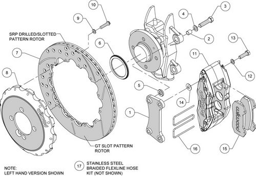 WILWOOD BMW Mini Cooper R58/59 2011- Комплект тормозной системы, 6 поршней, Dynapro6 328, красный