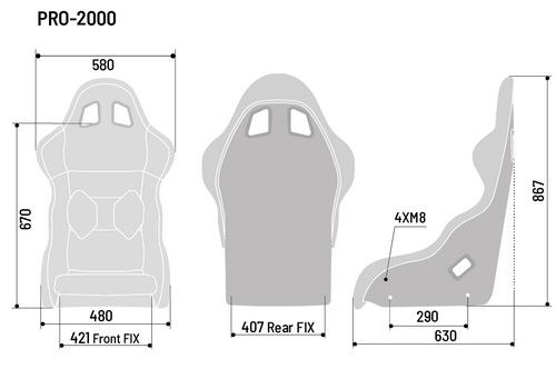 SPARCO PRO2000 QRT Сиденье для автоспорта, FIA 8855-1999, черное, вес 8 кг., размер L.