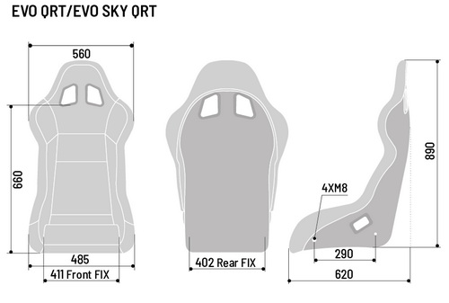 SPARCO EVO SKY QRT Сиденье для автоспорта, FIA 8855-1999, вес 7.3 кг, размер M.