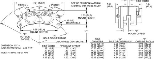 WILWOOD Суппорт тормозной Polished Billet Dynalite, 4 поршня, диск 0,81, поршни 1,38/1,38, полиров.