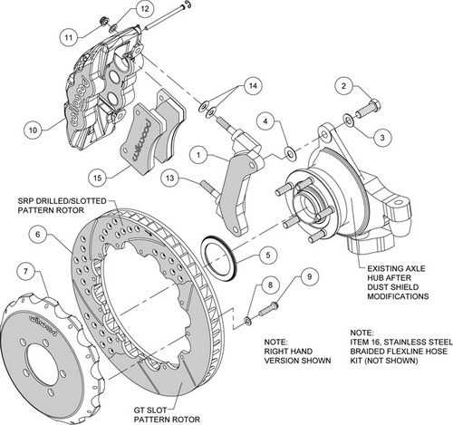 WILWOOD SUBARU IMPREZA GH/GR 08-12 Тормозная система, перед, 6 поршней, диск 355 мм насечки, красный