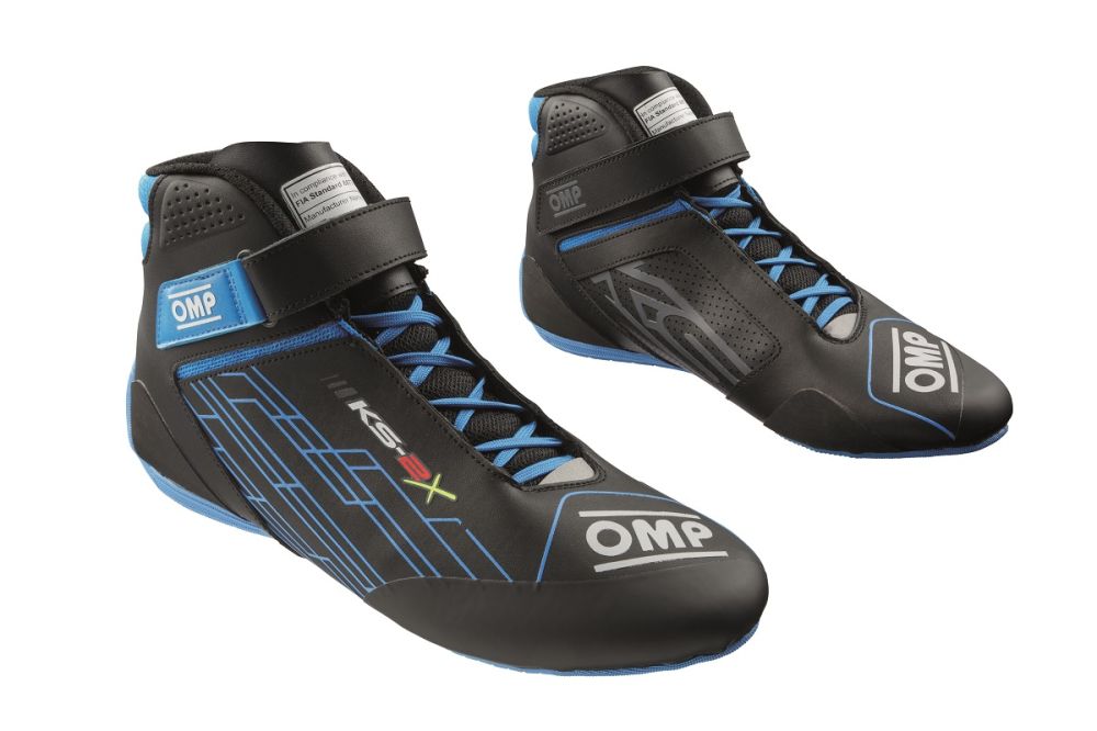 OMP KS-2X Ботинки для картинга, FIA 8877-2022, чёрные с голубым, р-р 44