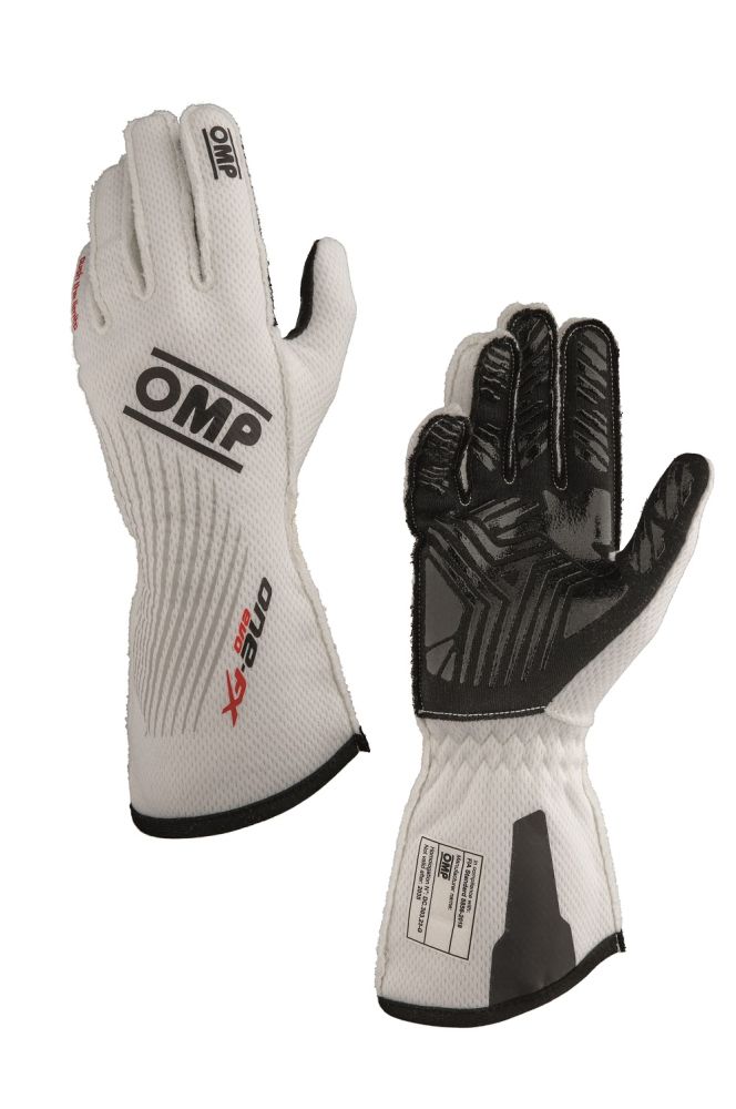OMP ONE EVO FX  Перчатки для автоспорта, FIA 8856-2018, белые, размер L