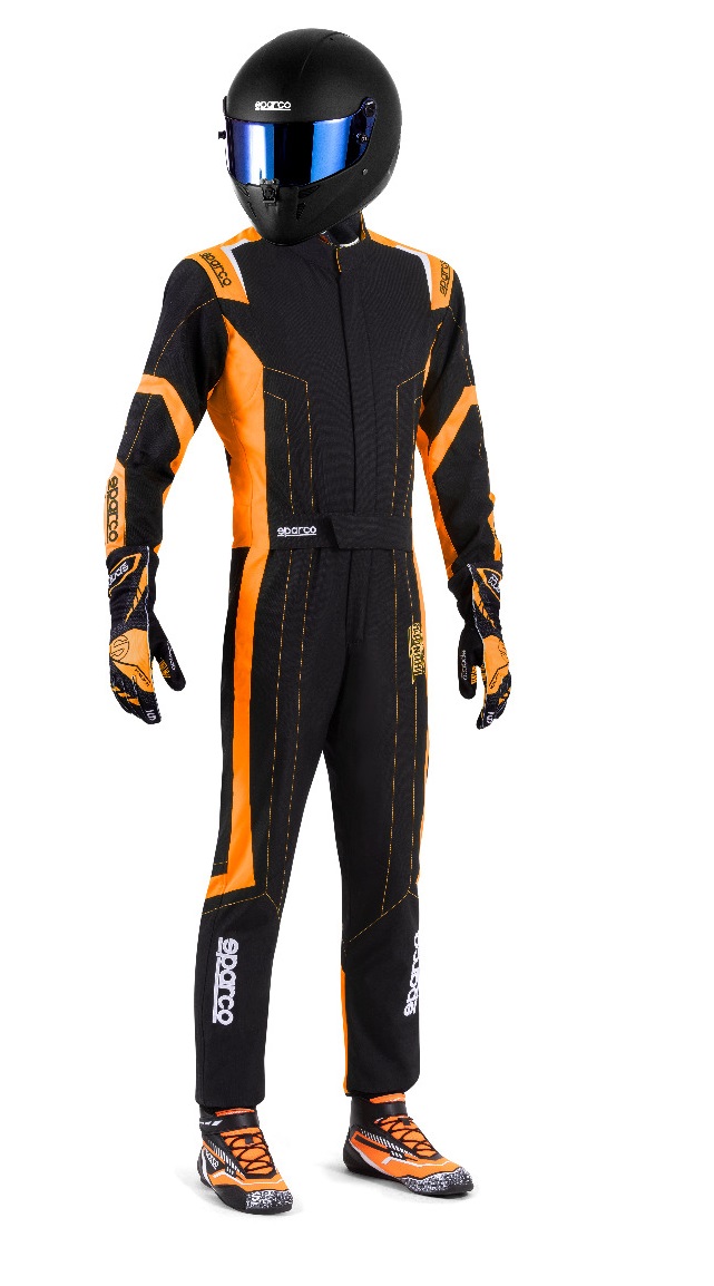 SPARCO THUNDER ADVANCED Комбинезон для картинга, FIA 8877-2022 чёрный c оранжевым, р-р XS