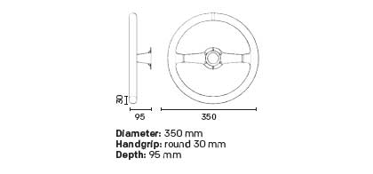 OMP RALLY Руль кожа, хват круглый 30 мм, Ø 350 мм. вылет 95 mm.