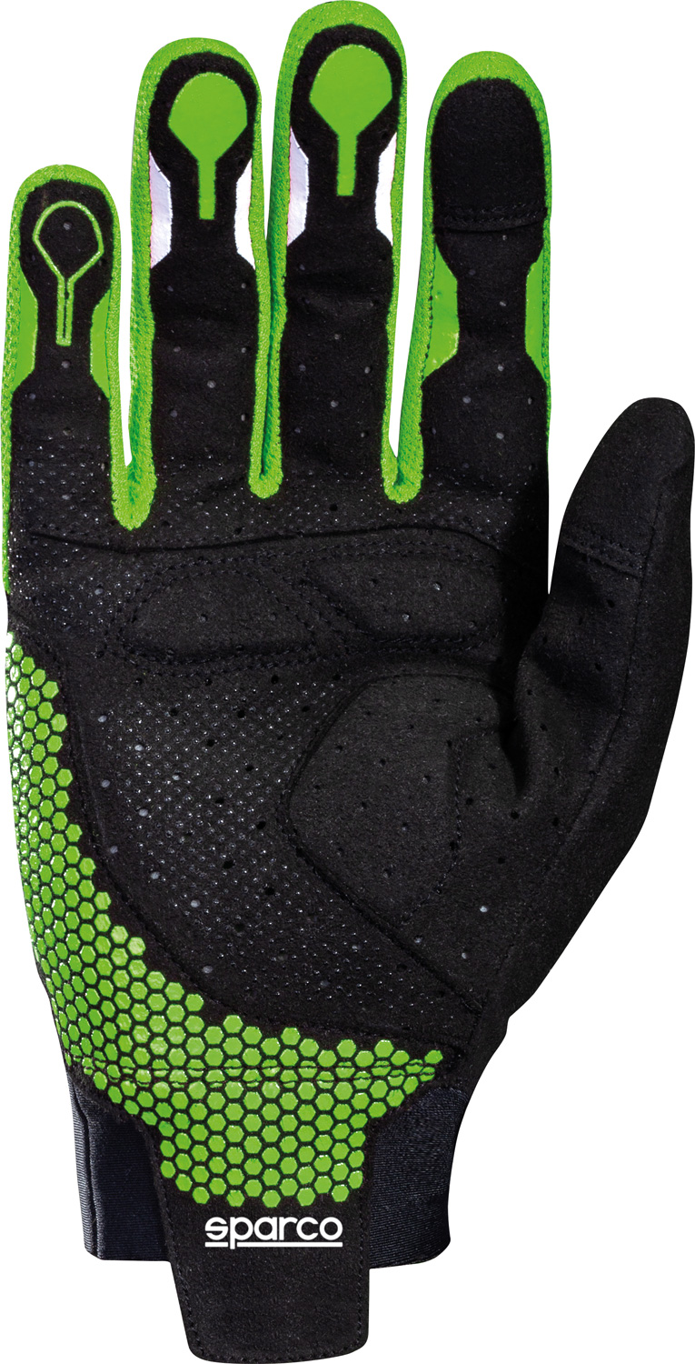 SPARCO HYPERGRIP+ Игровые перчатки, перфорированые, черные с зелёным, р-р. 10 (M)