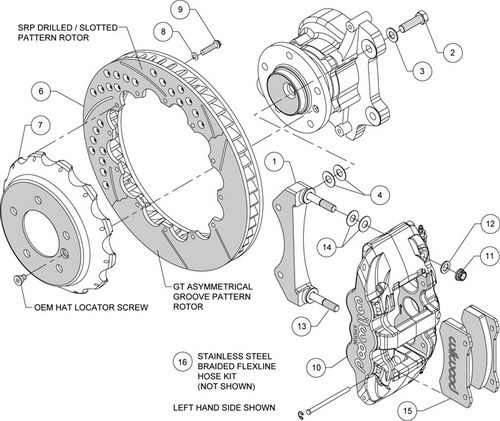 WILWOOD BMW E90 325i/328i/330i/335i Комплект тормозной системы перед, 6 порш, AERO6, черный