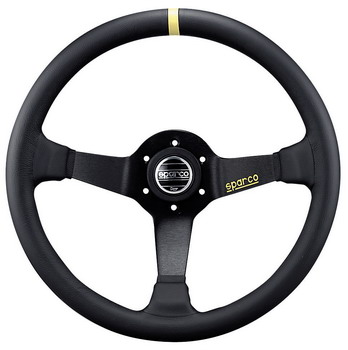 SPARCO R325 Руль черный (кожа), хват круглый, вылет 95 мм, три спицы, диаметр 350 мм