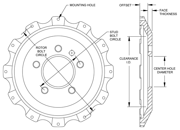 WILWOOD 170-11729 Ступица тормозного ротора, Fix. mount Standard, креп.12 x 10.75, алюминий,черный