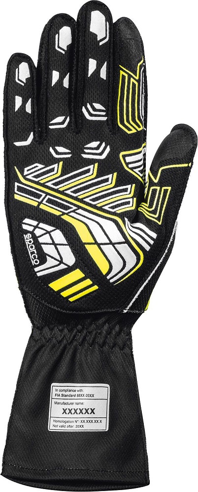SPARCO K-ARROW+ Перчатки для картинга FIA 8877-2022, черные с желтым, р-р 09