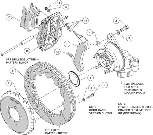 WILWOOD SUBARU IMPREZA GH/GR 08-12 Тормозная система, перед, 6 поршней, диск 332 мм насечки, черный