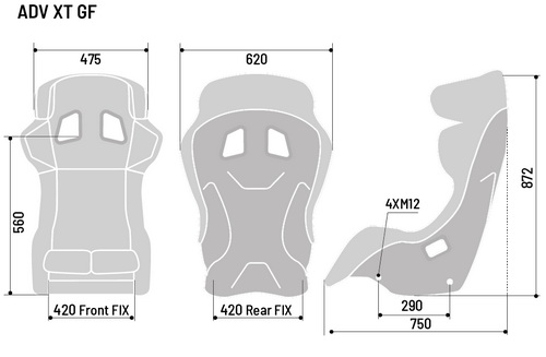 SPARCO ADV XT GF Сиденье для автоспорта, FIA 8862-2009, чёрное, вес 20 кг., размер L.