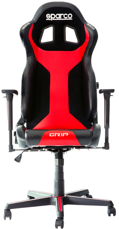 SPARCO Кресло игровое GRIP SKY, компьютерное, искусственная кожа, черное c красным.