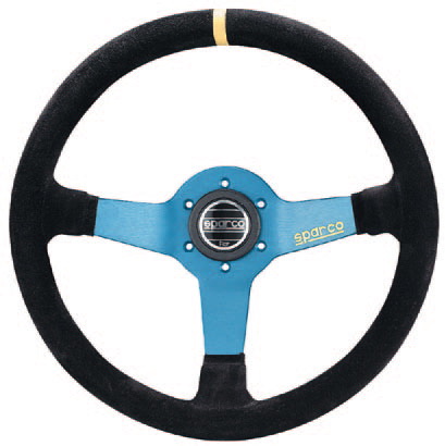 SPARCO L 550 MONZA Руль замшевый, чёрный с синим, овальный хват,вылет 63 мм, диаметр 350 мм