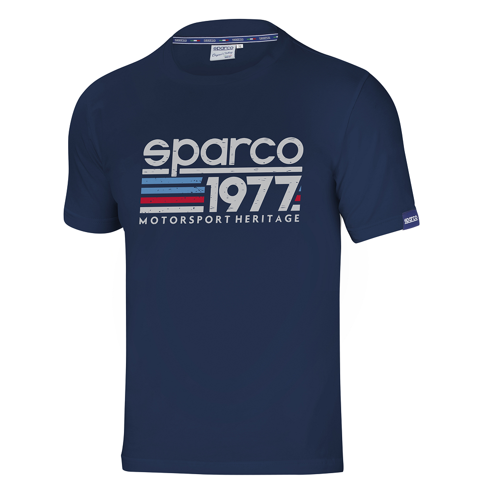 SPARCO 1977 Футболка хлопок, темно-синяя с рисунком, размер M