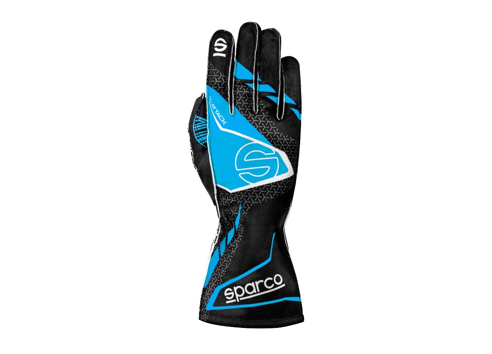 SPARCO K-ATTACK Перчатки для картинга, черные с голубым, р-р 10