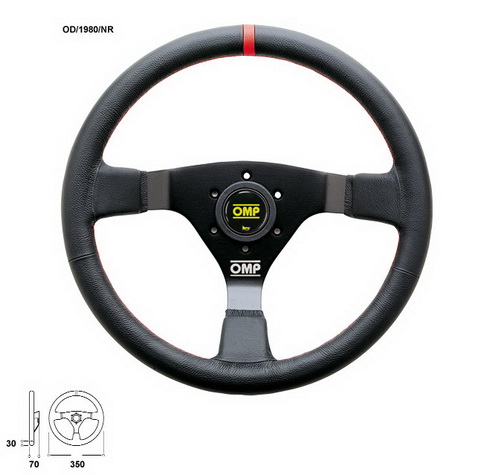 OMP WRC Руль кожа, Ø 350мм, хват круглый 30 mm, вылет 70 mm.
