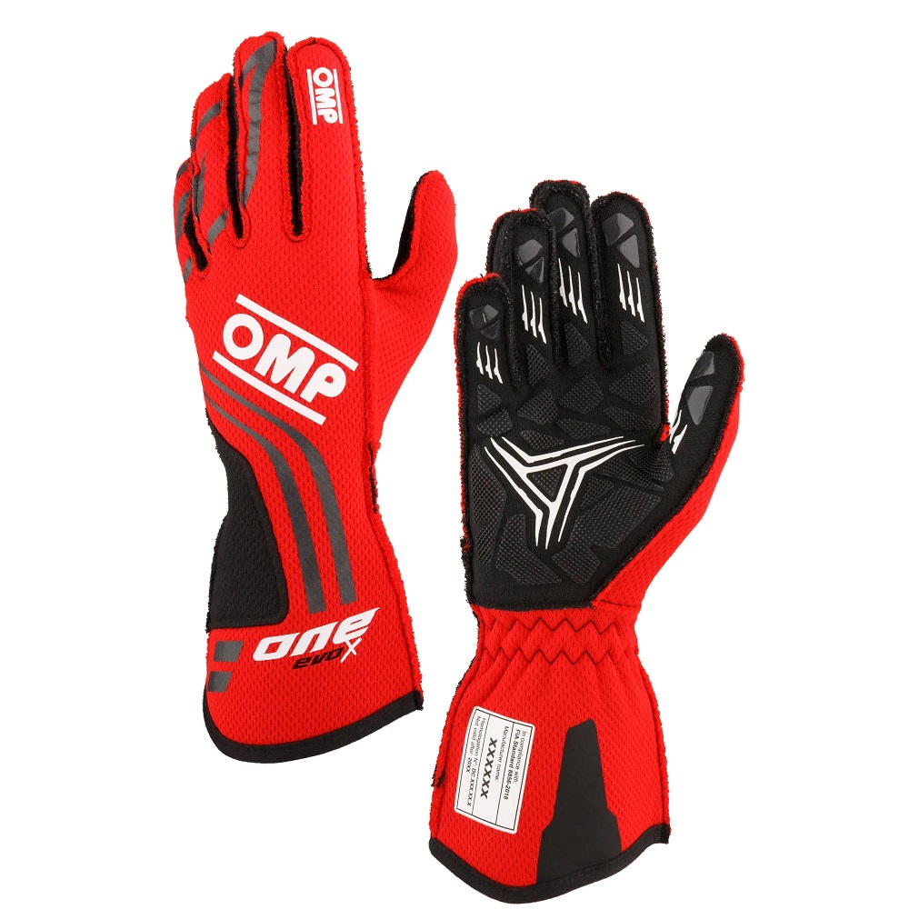 OMP ONE EVO X  Перчатки для автоспорта, FIA 8856-2018, красные, размер XS