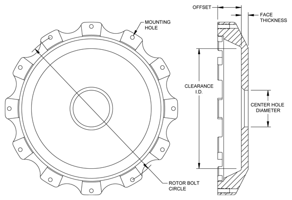 WILWOOD Ступица тормозного ротора, Fix. mount Blank, креп.12 x 10.75, алюминий,черный