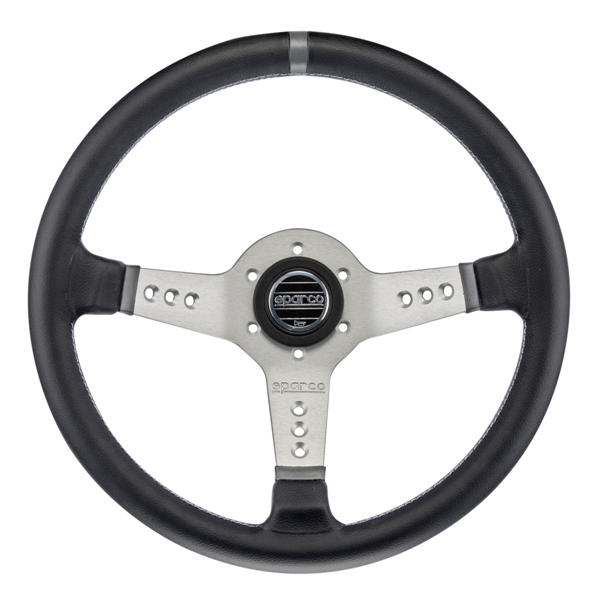 SPARCO L777 PIUMA Руль кожа, черный, круглый хват, 3 спицы, вылет 63 мм, диаметр 350 мм