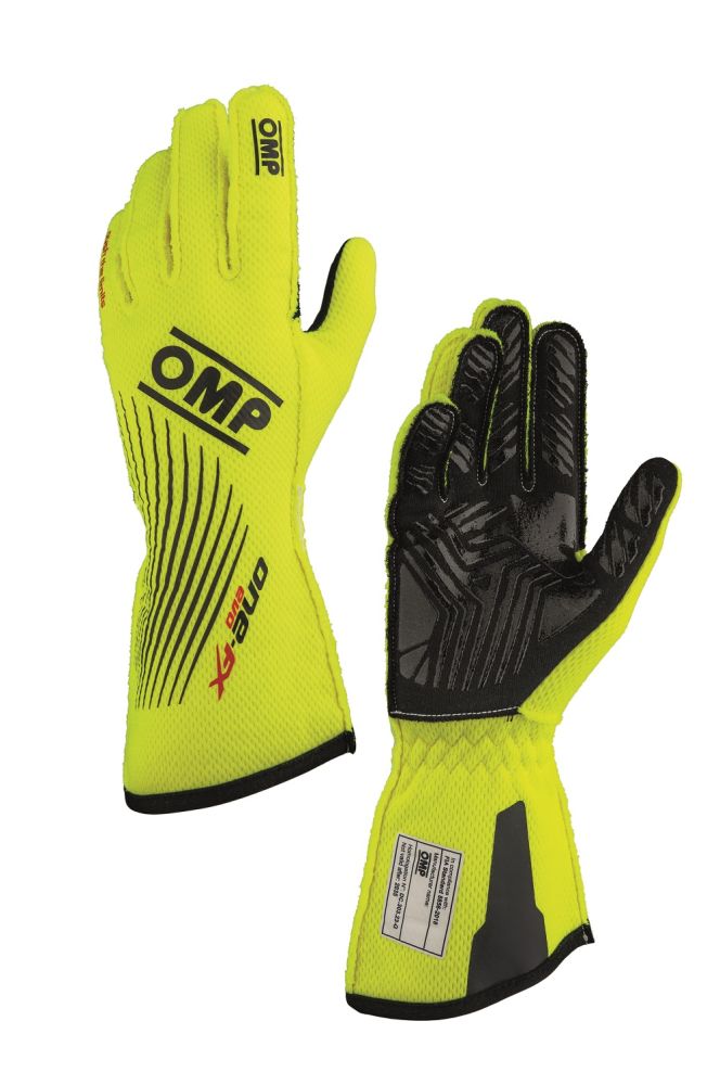 OMP ONE EVO FX  Перчатки для автоспорта, FIA 8856-2018, жёлтые, размер  XS