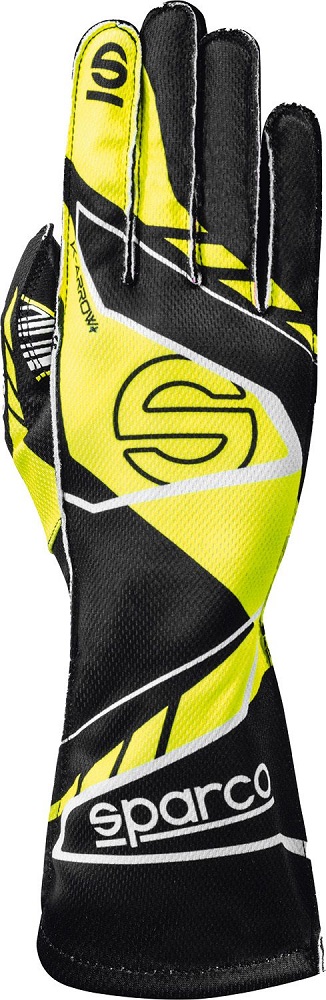 SPARCO K-ARROW+ Перчатки для картинга FIA 8877-2022, черные с желтым, р-р 09