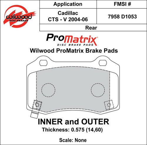 WILWOOD Тормозные колодки передние #D1063, Cadillac CTS-V, состав ProMatrix WILWOOD Тормозные колодки передние #D1063, Cadillac CTS-V, состав ProMatrix