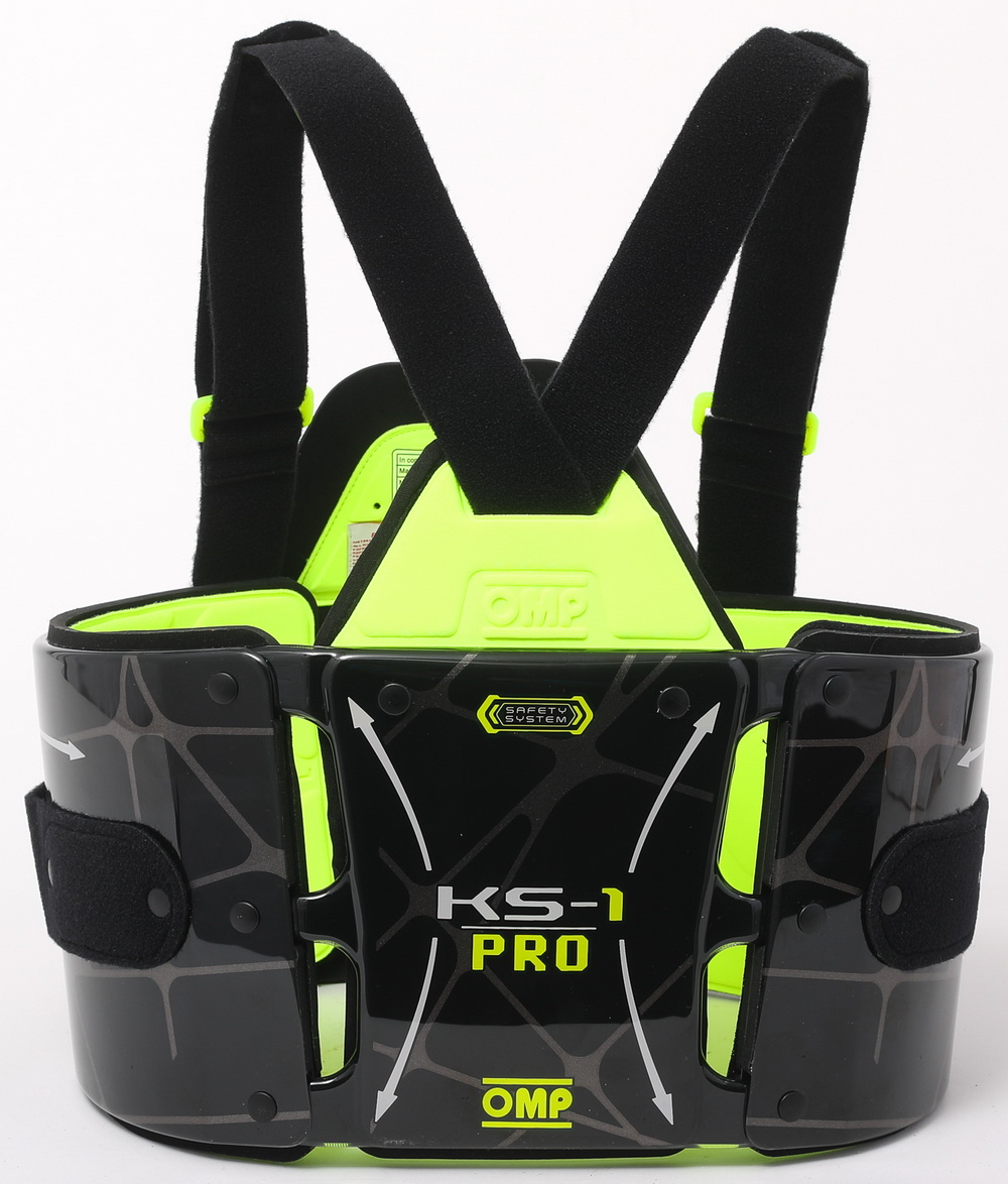 OMP KS-1 PRO Защита ребер для картинга (FIA 8870-2018), черная с желтым, р-р XL/XXL