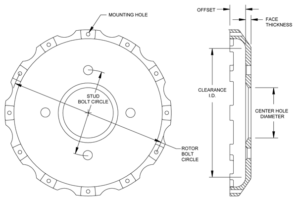WILWOOD 170-8357 Ступица тормозного ротора, Fix. mount Short Offset, креп.12 x 8.75, алюминий,черный