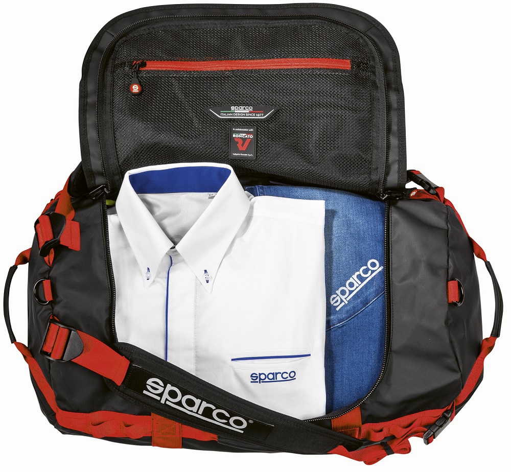 SPARCO DAKAR-S Спортивная сумка-рюкзак, объем 60 лит, черная с красным