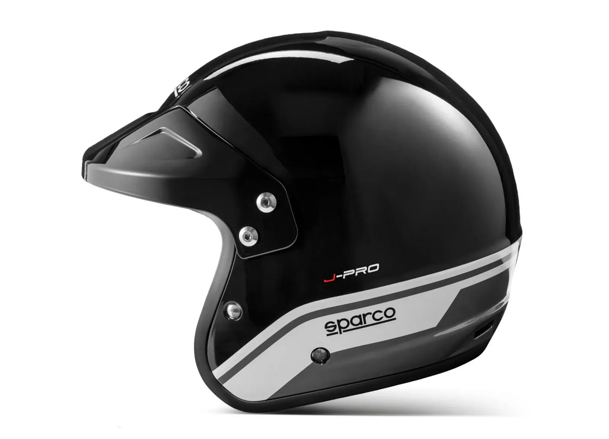 SPARCO J-PRO Шлем открытый для автоспорта, сертифицирован (ECE 22.06), черный с серым, размер XL